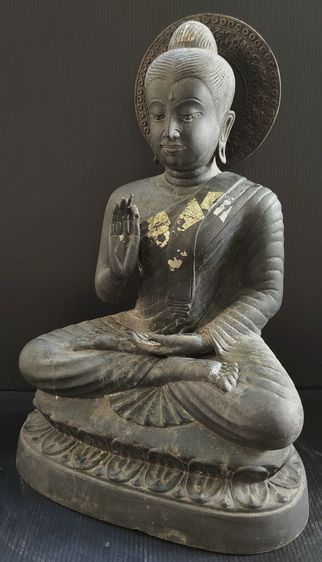 พระปางปฐมเทศนา ศิลปะคันธารราฐ ซุ้มประภามณฑล  9 นิ้ว รูปที่ 3