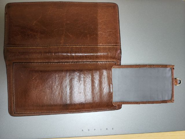 กระเป๋าสตางค์ใบยาว หนังแท้ สีน้ำตาล มีที่เสียบบัตรเพิ่ม รูปที่ 4