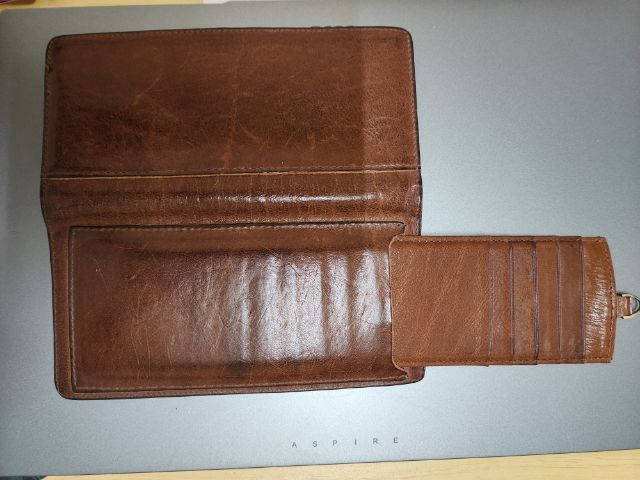กระเป๋าสตางค์ใบยาว หนังแท้ สีน้ำตาล มีที่เสียบบัตรเพิ่ม รูปที่ 6