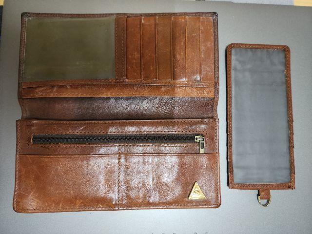 กระเป๋าสตางค์ใบยาว หนังแท้ สีน้ำตาล มีที่เสียบบัตรเพิ่ม รูปที่ 5