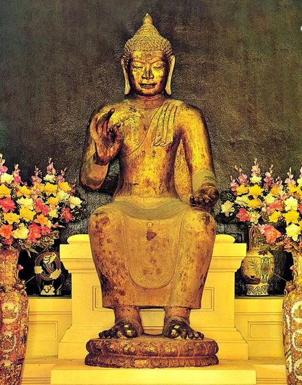 พระประทานพร หลวงพ่อศิลา วัดพระปฐมเจดีย์ ปิดทอง สูง 19 นิ้ว รูปที่ 2