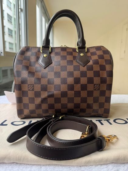 หญิง น้ำตาล หนังแท้ Louis Vuitton Lv speedy 25 ปี 2019