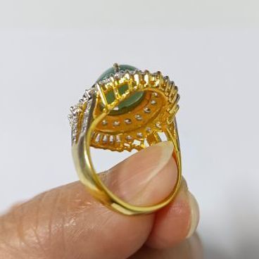 แหวนหยกแท้ล้อมด้วยเพชร cz รูปที่ 12