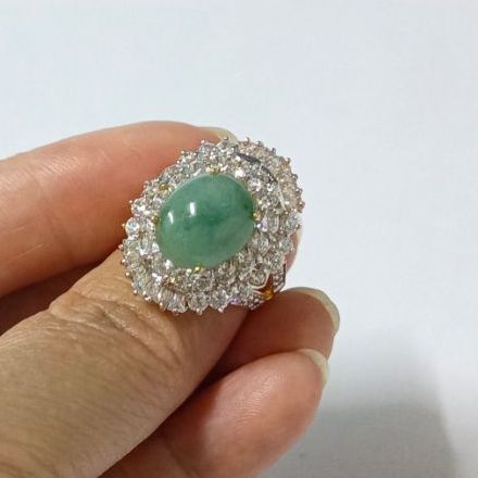 แหวนหยกแท้ล้อมด้วยเพชร cz รูปที่ 5