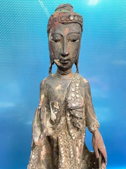 พระไม้เก่า ศิลปะพม่า สูง 16 นิ้ว 