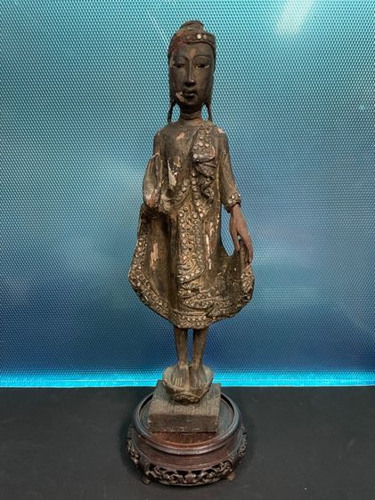 พระไม้เก่า ศิลปะพม่า สูง 16 นิ้ว  รูปที่ 2