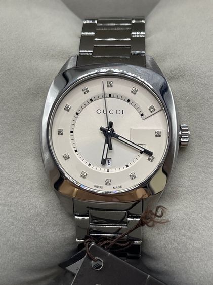 ขาว GUCCI GG2570 G Frame 37 mm Diamond 12P Stainless Steel White Dial YA142402