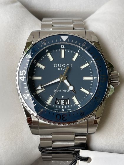 น้ำเงิน GUCCI Dive 45 mm Stainless Steel Blue Dial Men’s Quartz Watch YA136203