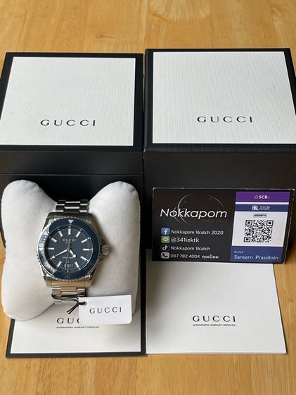 GUCCI Dive 45 mm Stainless Steel Blue Dial Men’s Quartz Watch YA136203 รูปที่ 2