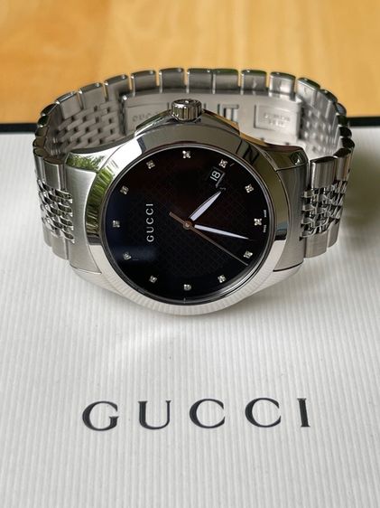 GUCCI G Timeless 38 mm Diamond 12P Black Dial Men’s Date Watch Original YA126405 รูปที่ 9