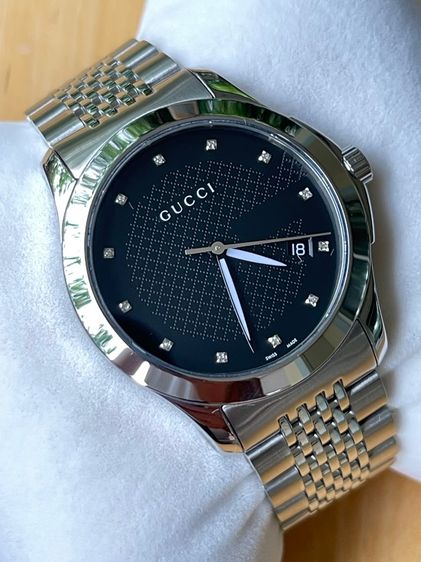 GUCCI G Timeless 38 mm Diamond 12P Black Dial Men’s Date Watch Original YA126405 รูปที่ 5