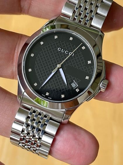 GUCCI G Timeless 38 mm Diamond 12P Black Dial Men’s Date Watch Original YA126405 รูปที่ 11
