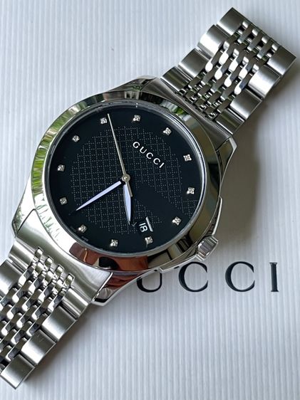 GUCCI G Timeless 38 mm Diamond 12P Black Dial Men’s Date Watch Original YA126405 รูปที่ 8