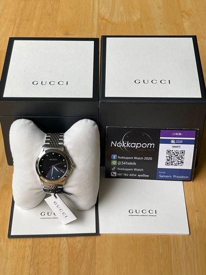 GUCCI G Timeless 38 mm Diamond 12P Black Dial Men’s Date Watch Original YA126405 รูปที่ 2