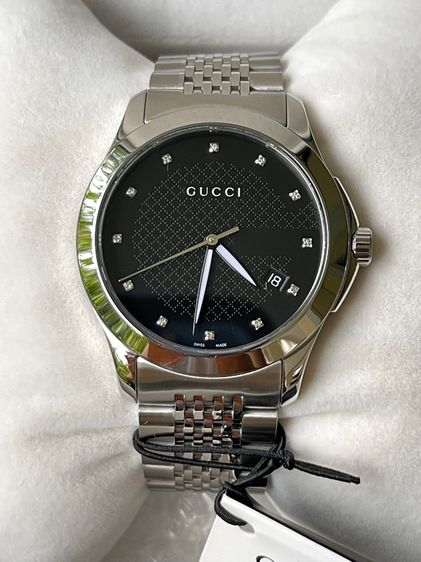 GUCCI G Timeless 38 mm Diamond 12P Black Dial Men’s Date Watch Original YA126405 รูปที่ 4