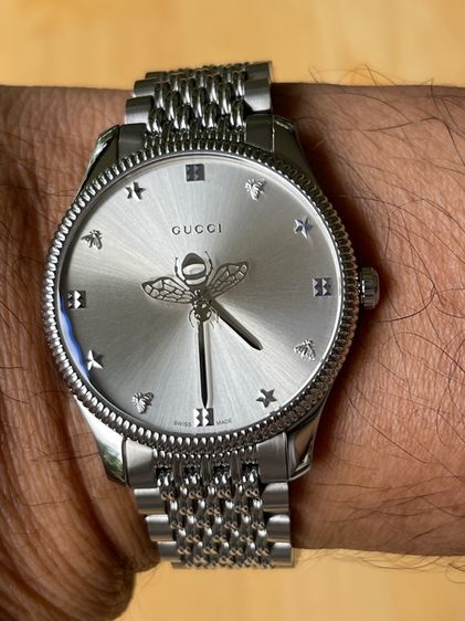 GUCCI G Timeless Watch Steel 36mm Silver Api Star Swiss Men’s Watch  YA1264153 รูปที่ 15
