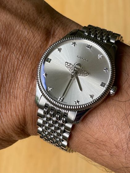 GUCCI G Timeless Watch Steel 36mm Silver Api Star Swiss Men’s Watch  YA1264153 รูปที่ 16