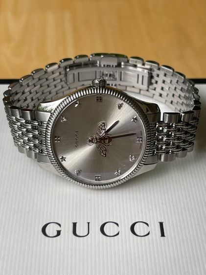 GUCCI G Timeless Watch Steel 36mm Silver Api Star Swiss Men’s Watch  YA1264153 รูปที่ 8
