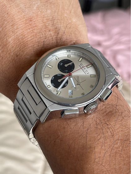 GUCCI PANTHEON Chronograph 43 mm Swiss Quartz Watch 115.2 YA115236 Silver  รูปที่ 14