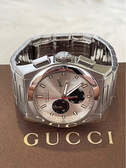 GUCCI PANTHEON Chronograph 43 mm Swiss Quartz Watch 115.2 YA115236 Silver  รูปที่ 5