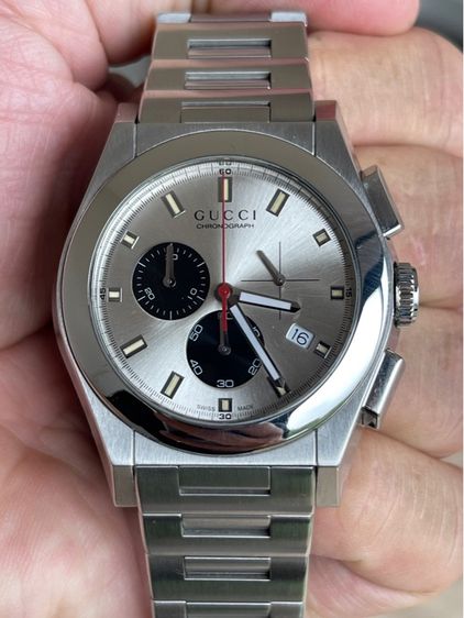 GUCCI PANTHEON Chronograph 43 mm Swiss Quartz Watch 115.2 YA115236 Silver  รูปที่ 10