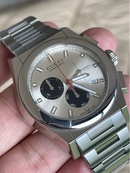 GUCCI PANTHEON Chronograph 43 mm Swiss Quartz Watch 115.2 YA115236 Silver  รูปที่ 8