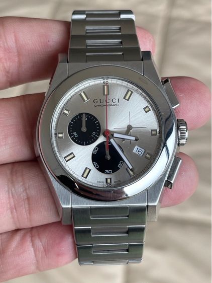 GUCCI PANTHEON Chronograph 43 mm Swiss Quartz Watch 115.2 YA115236 Silver  รูปที่ 7
