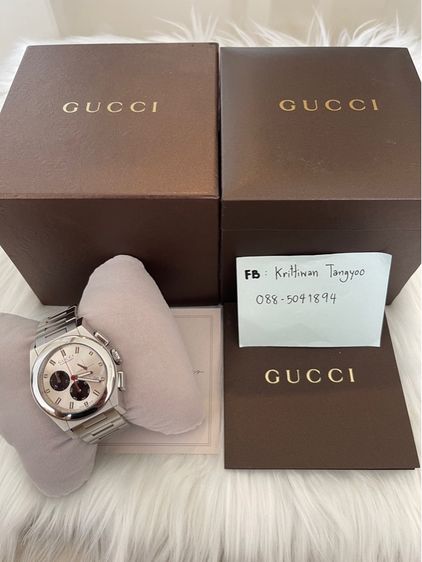 GUCCI PANTHEON Chronograph 43 mm Swiss Quartz Watch 115.2 YA115236 Silver  รูปที่ 2