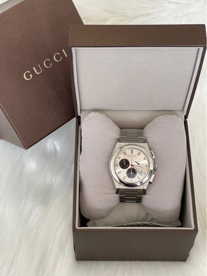 GUCCI PANTHEON Chronograph 43 mm Swiss Quartz Watch 115.2 YA115236 Silver  รูปที่ 3