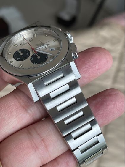 GUCCI PANTHEON Chronograph 43 mm Swiss Quartz Watch 115.2 YA115236 Silver  รูปที่ 9