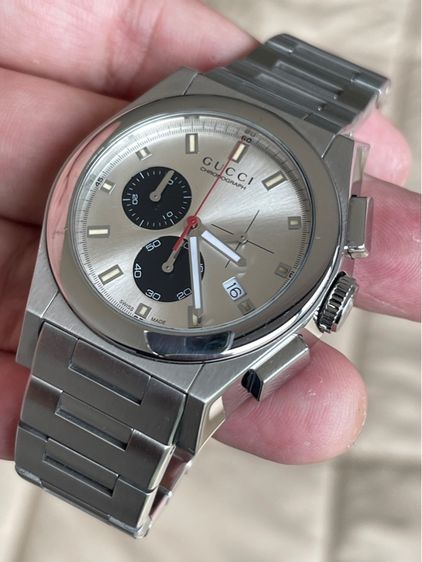 GUCCI PANTHEON Chronograph 43 mm Swiss Quartz Watch 115.2 YA115236 Silver  รูปที่ 18