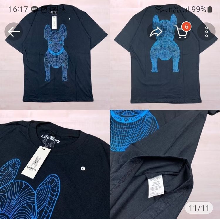 เสื้อยืด  oversize cotton100 ลายหมา. อก42-44ใส่ได้ทั้งชายเเละหญิง รูปที่ 5