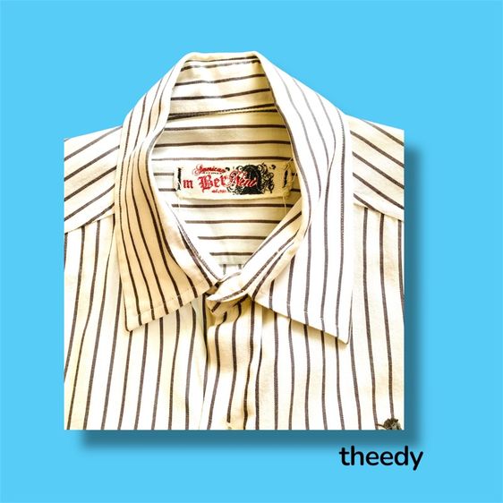 เสื้อเชิ๊ตแขนยาว ยี่ห้อ Bernini ลายเส้นเทาพื้นขาว รูปที่ 4