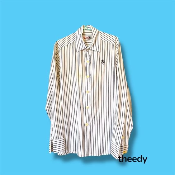 เสื้อเชิ๊ตแขนยาว ยี่ห้อ Bernini ลายเส้นเทาพื้นขาว รูปที่ 2
