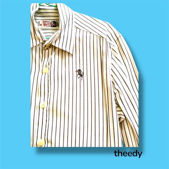 เสื้อเชิ๊ตแขนยาว ยี่ห้อ Bernini ลายเส้นเทาพื้นขาว
