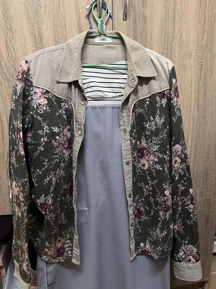 เสื้อคลุมกันหนาว ลายดอกไม้ ใส่สบาย ผ้ากำมะหยี่ รูปที่ 5