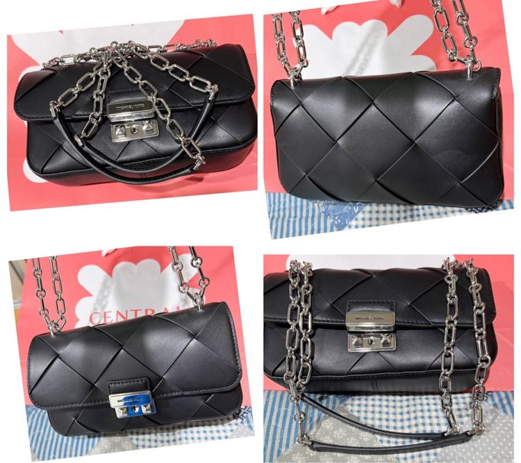 กระเป๋าสะพาย MK รุ่นTribeca Small Woven Leather Shoulder Bag รูปที่ 4