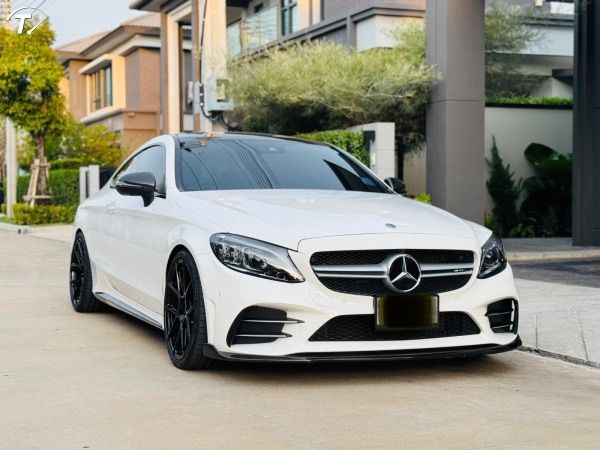 ลิ้นกันชนหน้า Benz W205 C43 AMG Coupe และ Sedan 2019 2020 2021 2022 2023 2024 สีดำ เคฟล่า Kevla รูปที่ 4