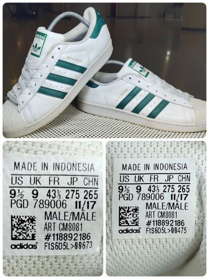 รองเท้า💥adidas superstar💥ของแท้‼️แถบเขียว สวยๆ เดิมๆ สภาพดี💥ไซร์43.5 รูปที่ 8