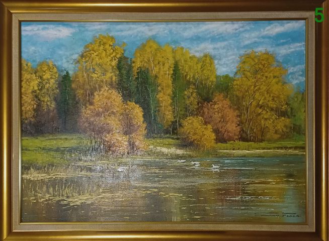 ภาพวาดสีน้ำมันบนผืนผ้าใบ(Oil on Canvas) ชื่อ"ที่ชายป่าฤดูใบไม้ร่วง" เป็นภาพวาดจริง Original พร้อมกรอบไม้ มีภาพเดียว สวยมาก ไม่มีตำหนิใดๆ รูปที่ 8