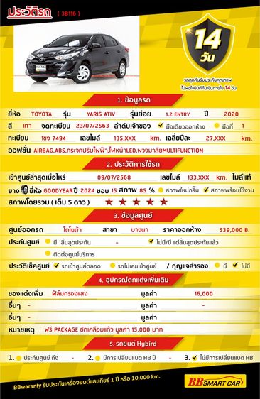 Toyota Yaris ATIV 2020 1.2 Entry Sedan เบนซิน ไม่ติดแก๊ส เกียร์อัตโนมัติ เทา รูปที่ 2