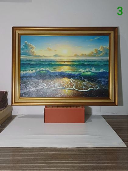 ภาพวาดสีน้ำมันบนผืนผ้าใบ(Oil on Canvas) ชื่อ"ทะเลสวยยามเช้าที่สมุย" เป็นภาพวาดจริง Original พร้อมกรอบ สวยมาก ทั้งภาพและกรอบไม่มีตำหนิใดๆ รูปที่ 13