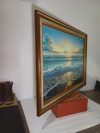 ภาพวาดสีน้ำมันบนผืนผ้าใบ(Oil on Canvas) ชื่อ"ทะเลสวยยามเช้าที่สมุย" เป็นภาพวาดจริง Original พร้อมกรอบ สวยมาก ทั้งภาพและกรอบไม่มีตำหนิใดๆ รูปที่ 16