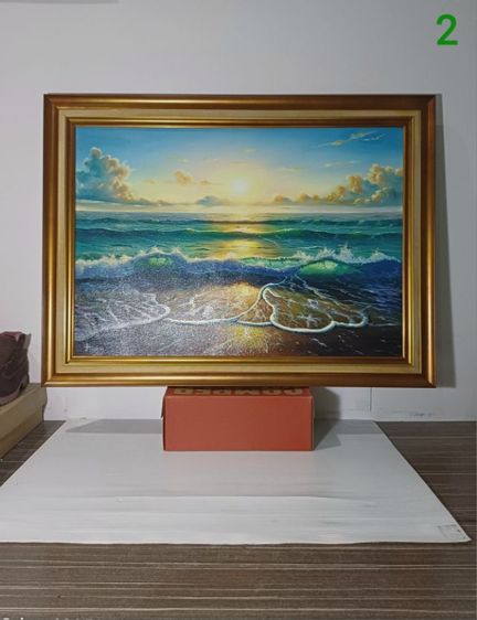 ภาพวาดสีน้ำมันบนผืนผ้าใบ(Oil on Canvas) ชื่อ"ทะเลสวยยามเช้าที่สมุย" เป็นภาพวาดจริง Original พร้อมกรอบ สวยมาก ทั้งภาพและกรอบไม่มีตำหนิใดๆ รูปที่ 10