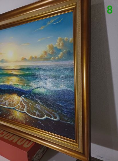 ภาพวาดสีน้ำมันบนผืนผ้าใบ(Oil on Canvas) ชื่อ"ทะเลสวยยามเช้าที่สมุย" เป็นภาพวาดจริง Original พร้อมกรอบ สวยมาก ทั้งภาพและกรอบไม่มีตำหนิใดๆ รูปที่ 6