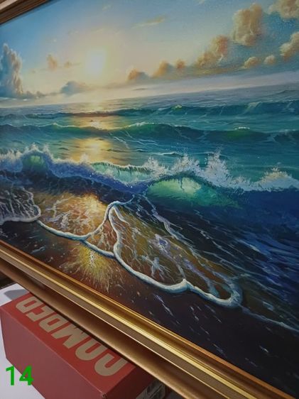 ภาพวาดสีน้ำมันบนผืนผ้าใบ(Oil on Canvas) ชื่อ"ทะเลสวยยามเช้าที่สมุย" เป็นภาพวาดจริง Original พร้อมกรอบ สวยมาก ทั้งภาพและกรอบไม่มีตำหนิใดๆ รูปที่ 12