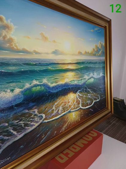 ภาพวาดสีน้ำมันบนผืนผ้าใบ(Oil on Canvas) ชื่อ"ทะเลสวยยามเช้าที่สมุย" เป็นภาพวาดจริง Original พร้อมกรอบ สวยมาก ทั้งภาพและกรอบไม่มีตำหนิใดๆ รูปที่ 14