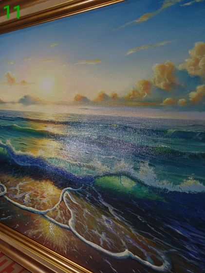 ภาพวาดสีน้ำมันบนผืนผ้าใบ(Oil on Canvas) ชื่อ"ทะเลสวยยามเช้าที่สมุย" เป็นภาพวาดจริง Original พร้อมกรอบ สวยมาก ทั้งภาพและกรอบไม่มีตำหนิใดๆ รูปที่ 9