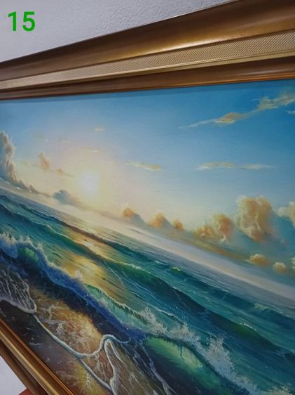 ภาพวาดสีน้ำมันบนผืนผ้าใบ(Oil on Canvas) ชื่อ"ทะเลสวยยามเช้าที่สมุย" เป็นภาพวาดจริง Original พร้อมกรอบ สวยมาก ทั้งภาพและกรอบไม่มีตำหนิใดๆ รูปที่ 11