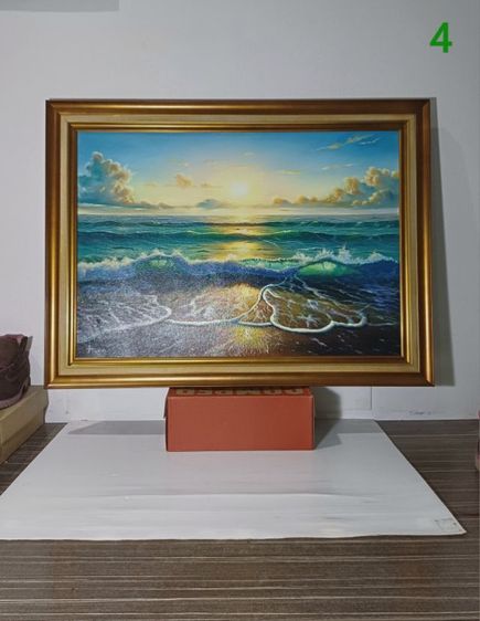 ภาพวาดสีน้ำมันบนผืนผ้าใบ(Oil on Canvas) ชื่อ"ทะเลสวยยามเช้าที่สมุย" เป็นภาพวาดจริง Original พร้อมกรอบ สวยมาก ทั้งภาพและกรอบไม่มีตำหนิใดๆ รูปที่ 3